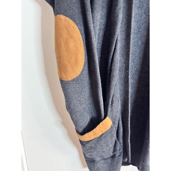 August Silk Cardigan- Women's Size XL- Charcoal Gray W/Camel Colored Accents - Picture 3 of 7